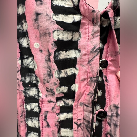 Busayo Damini Midi Dress Elegant Pink and Black Striped a-line Dress resort - Picture 4 of 7